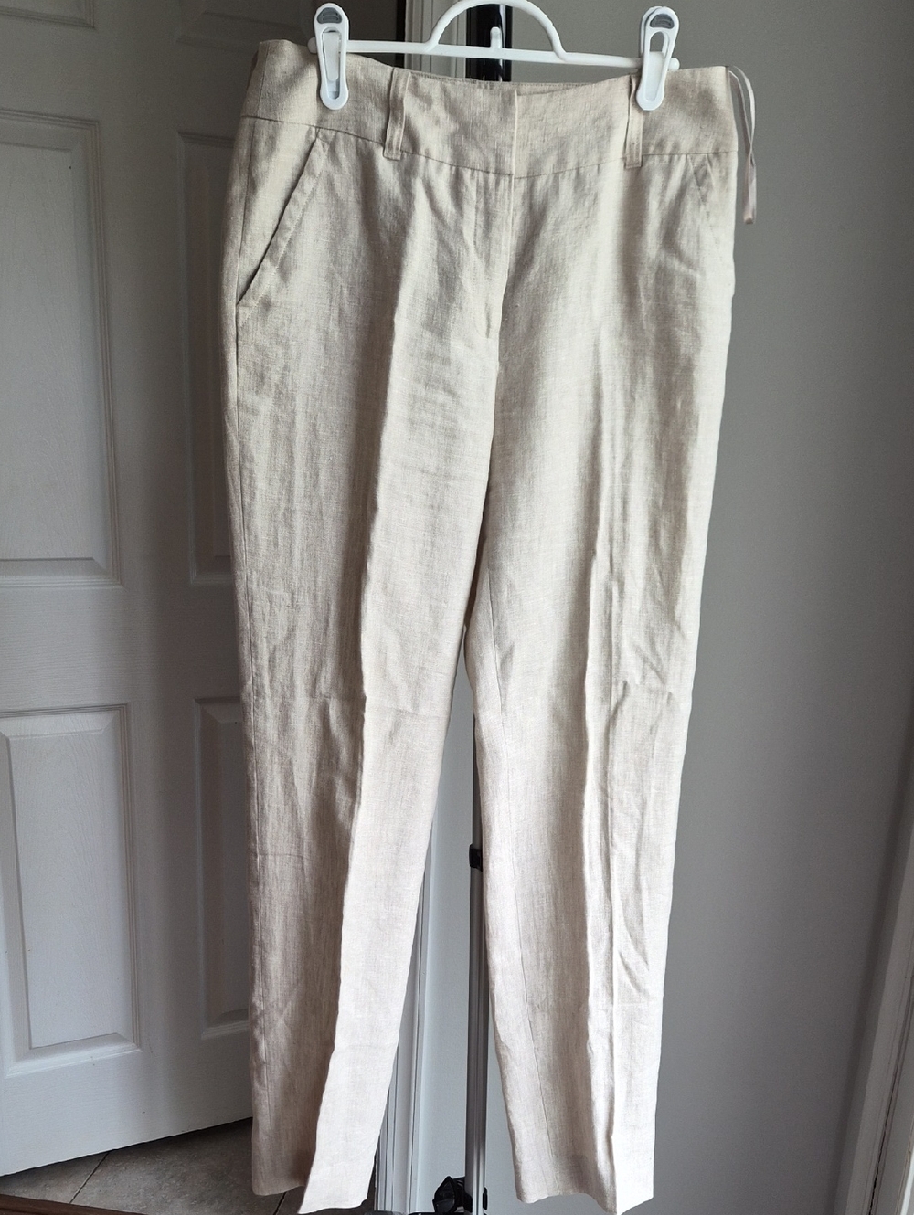 Anne Klein Natural Beige Linen Trousers